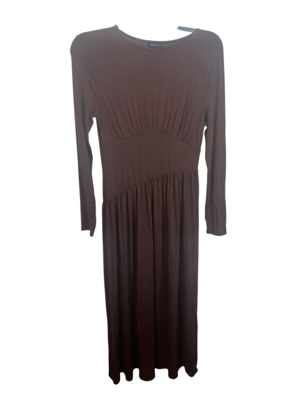 ASOS DESIGN Women's Medium Draped Maxi Dress in Brown Seamed Middle Boat Neck
